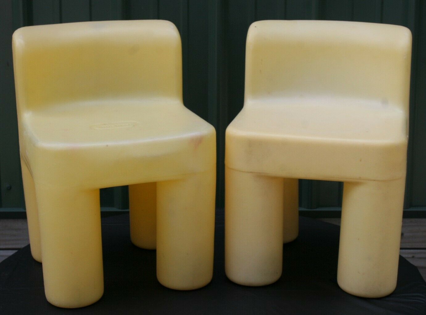 Vintage Little Tikes Lot of 2 CHILD SIZE Yellow Chunky Chair Sturdy Plastic