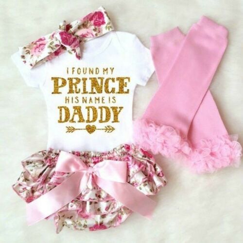 4pcs Newborn Kids Baby Girl Outfits Clothes Romper Bodysuit+tutu Pants Dress Set